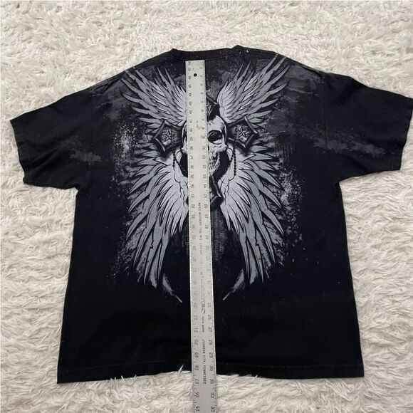 ANCHOR BLUE TShirt Mens 2XL Black Y2k BikerGoth Skull Crest Chain Cross Crew XXL - Picture 12 of 15